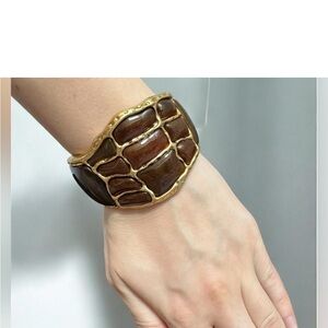 Zara contrast appliqué metal cuff bracelet